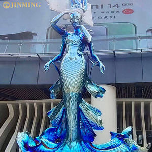 Paslanmaz çelik denizkızı heykel, oceanmirror ayna elektroliz şekil heykel, paslanmaz çelik şekil heykel süs - Product Image 1