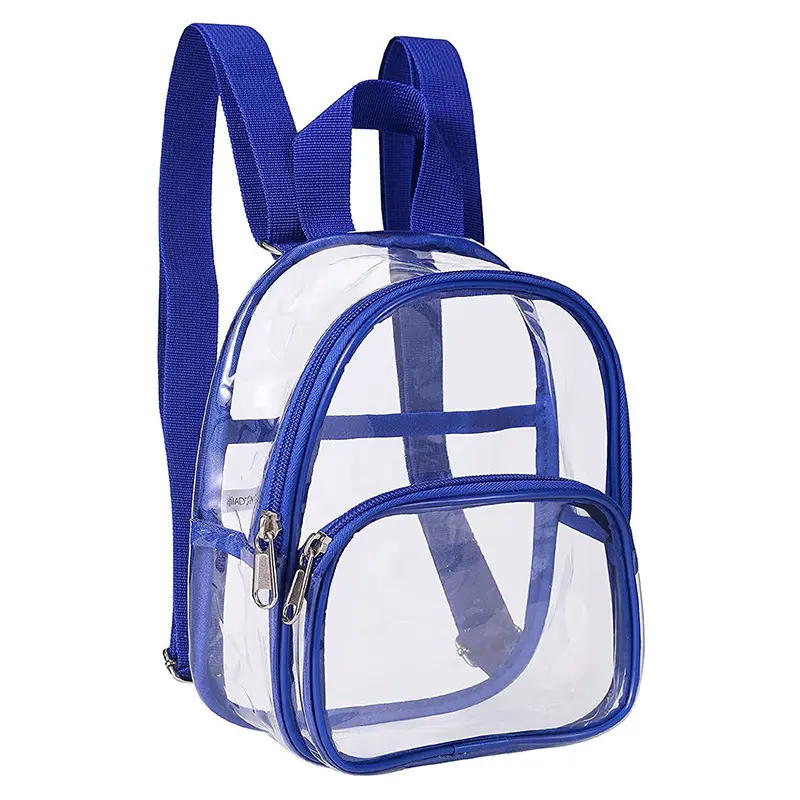 In magazzino scuola all'ingrosso impermeabile In Pvc trasparente zaino donna trasparente colore blu PVC zaino con cerniera