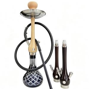 Set de Narguile con Diseño de Madera, Kit de Shisha Moderno con Manguera y Cabezal para Bar, Hogar y Fiestas - Product Image 1