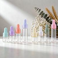Vente en gros de flacons compte-gouttes miniatures en verre transparent de 1 ml, 2 ml, 3 ml, 5 ml, flacons vides pour huiles essentielles, compte-gouttes de couleurs assorties pour le codage olfactif