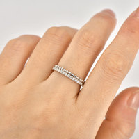 Bague de Fiançailles Tendance en Argent Sterling 925 avec Moissanite Ronde Double Bande Éternité pour Femme - Vente en Gros de Bijoux Fins