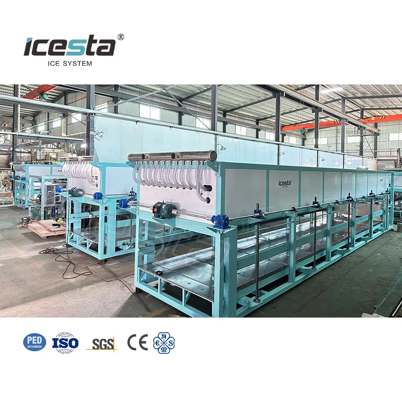 Bloco de gelo automático ICESTA 70kg 35kg 120t (15tx2 + 30tx3) por dia Máquina de fazer blocos de gelo industrial para fábrica de gelo