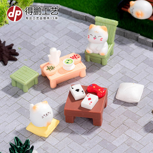 Dp Miniature Cat Tea Set Resin Dollhouse Furniture Toys Decorative Accessories For Desktop Display - Product Image 4