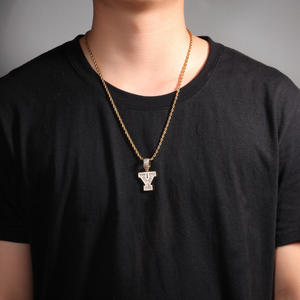 Colgantes con Letras Iniciales, Dijes de Oro, Pequeños y Planos, de Metal, con Circonita Cúbica, de la A a la Z, Collares Casuales de Latón, 21.9g - Product Image 3