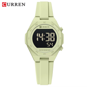 Montre numérique multifonctionnelle pour femme CURREN 6102, affichage de l'heure, de la date et du jour, bracelet en silicone, étanche, montre-bracelet sport décontractée pour femme - Product Image 1