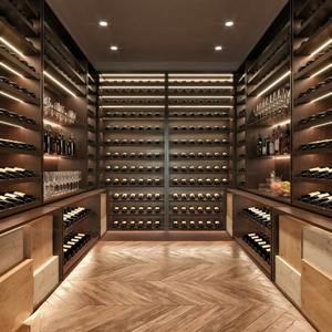 أثاث منزلي سليملاين ، قبو نبيذ زجاجي بزاوية مع إضاءة للاستخدام تحت الدرج في غرفة المعيشة - Product Image 3