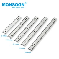 Glissière de tiroir de cuisine en acier inoxydable M03401 à extension complète à 3 volets avec roulement à billes pour utilisation en cuisine et en salle de sport SGS