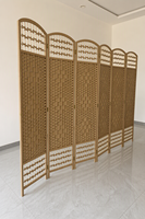 Paravent moderne mobile en fibres naturelles tissées à la main, 6 panneaux, autoportant, pliable, design arche, écologique