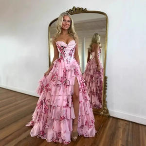 ชุดราตรีผู้หญิงหรูหราสำหรับงานปาร์ตี้ ทรงเข้ารูป ผ้าชีฟองยาวลากพื้น แต่งลูกไม้ เซ็กซี่ สายเดี่ยว สำหรับฤดูร้อน - Product Image 3