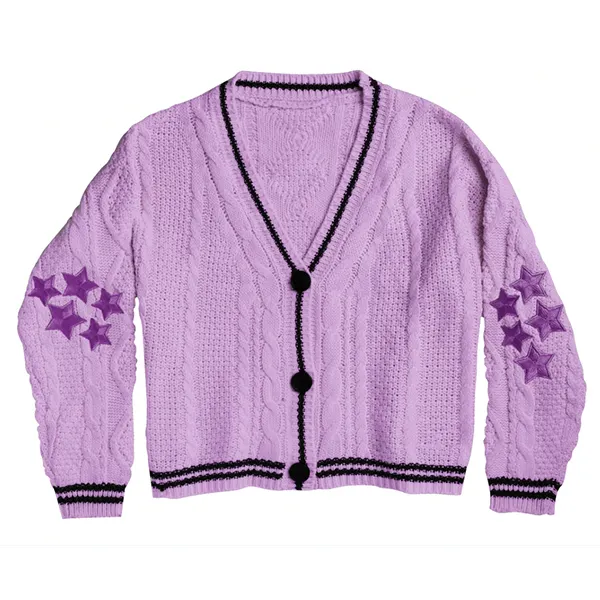 Knitting Manufacturer Wholesale 100% Cotton Jacquard knitted Women Sweater knitwear Knit Cardigan For Women