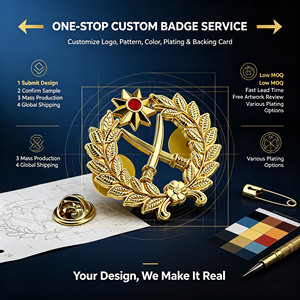Insignia <span class=keywords><strong>de</strong></span> Esmalte en Relieve 3D Personalizada, Chapada en Oro, con Corona <span class=keywords><strong>de</strong></span> Laurel y Espada, Certificación ISO, Diseño Gratuito, Bajo MOQ, Regalo Conmemorativo, OEM - Product Image 2