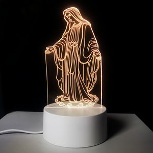 Toptan Hristiyan İsa Meryem Ana Heykeli Ürünleri Bebek Dekorasyonu İslami Hediyeler Oyuncaklar Ramazan LED Gece Lambaları Kare 3D - Product Image 1