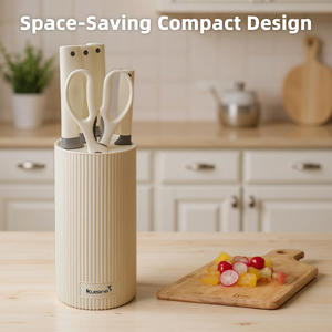 طقم سكاكين مطبخ من 6 قطع من كويزين، مصنوع من الفولاذ المقاوم للصدأ عالي الكربون، شفرة فائقة الحدة، مقبض من البولي بروبيلين، مناسب لليد اليمنى واليسرى، صديق للبيئة، سكين شيف - Product Image 5