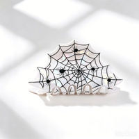 Pinces à cheveux en plastique imprimées dessin animé (citrouille, toile d'araignée, chauve-souris) pour femmes, accessoires de coiffure d'Halloween, idéales pour les fêtes et les queues de cheval