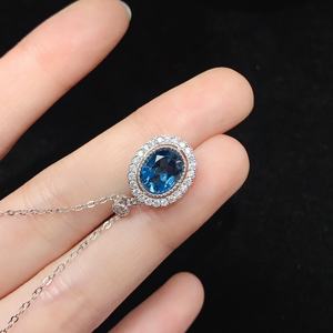 Elegante Joyería de Plata de Ley S925 con Topacio Azul Londres Natural, Gema Ovalada de 7x9mm, Regalo para Mujer - Product Image 3