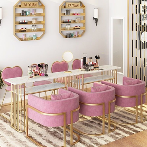 Luxury Modern <b>Nail</b> Salon Furniture Set with Gold Manicure <b>Table</b> & Chairs Professional Marble Top Beauty <b>Nail</b> Professional - Product Image 3