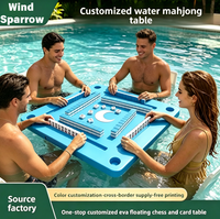 Grenzüberschreitend Exklusiver EVA Aufblasbarer Schwimmender Mahjong-Tisch Maßanfertigung Zweifarbiges Wellenmuster Abgerundete Kanten Design-Tisch