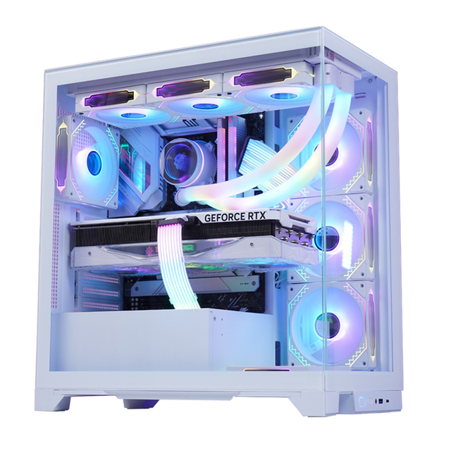 Panoramic PC Case with Type-C and 360mm Water Cooling Support Gaming Computer Case with ARGB Fans