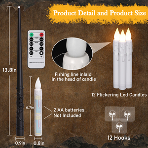 2024 Hot Bán Flameless Led thon nến nhựa nổi nến với từ xa Wand cho trang trí nội thất phục sinh Halloween - Product Image 3
