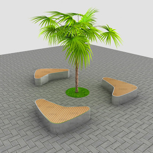 Fiberglass Outdoor Garden Chair Oval Modern Park Furniture Durable Seat With <b>Tree</b> <b>Planter</b> Combination - Product Image 2