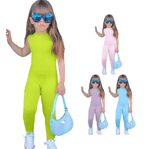 Designer Summer Sleeveless Newborn Baby Girl Clothes Tight Jumpsuit Tracksuit Sets For Kids