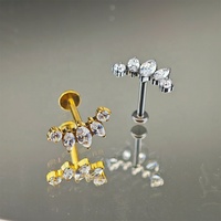 Pendientes de Corona de Titanio ASTM F136 con Zirconia sin Rosca, Antialérgicos, de Moda, Venta al por Mayor