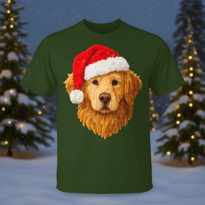 T-shirt de Noël Golden Retriever avec motif de chapeau de Père Noël pour les fêtes - Product Image 3