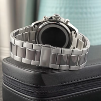 Desain Fashion Jam Tangan Quartz Sport Stainless Steel Dial Oranye Tiga Mata dengan Bezel Putar Hitam HB Montre De Luxe