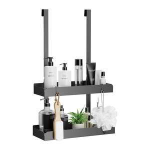 Bathroom <b>Storage</b> Rack 60X70cm Double Layer Black Wall Mounted For <b>Shower</b> Gel Shampoo Organizer Durable - Product Image 5