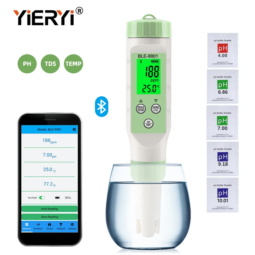 BLE-9901สมาร์ทบลูทูธ TDS ทดสอบ0 ~ 9999ppm มัลติฟังก์ชั่ปากกาทดสอบคุณภาพน้ำสำหรับไฮโดรโปนิกส์