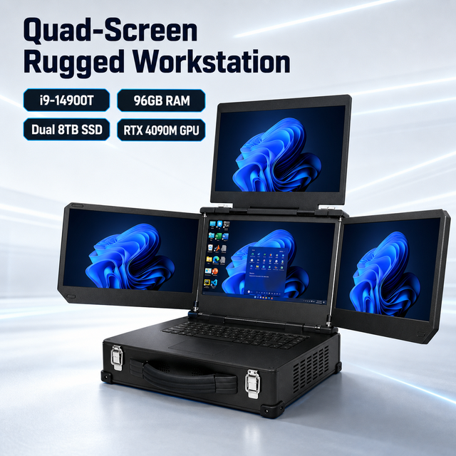 Industrial AI Computing Workstation Core I9-14900T 96GB RAM 16TB SSD RTX4090M GPU Rugged Computer OEM ODM in Stock Powerful AI C