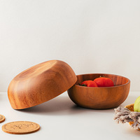 Grand bol japonais rétro de luxe léger en bois d'acacia, style vintage, pour salade, soupe, nouilles, bassin en teck, très grande capacité pour banquets