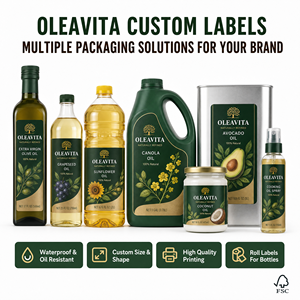 Etiquetas de Marca Privada para Aceite de Cocina, Aceite Comestible de Semillas de Girasol, Mezcla de Aceite de Oliva, Pizza, Snacks, Alimentos para Mascotas, Papel UV Artístico, Vinilo Térmico - Product Image 3