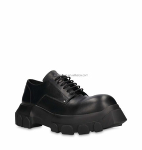 รองเท้าหนังลูกวัวหัวกลมพร้อมแท็กใหม่รองเท้าแพลตฟอร์มธุรกิจสีดำฮอลลีวู้ดลูกไม้ขึ้น <span class=keywords><strong>Bozo</strong></span> รถแทรกเตอร์ DERBY - Product Image 5