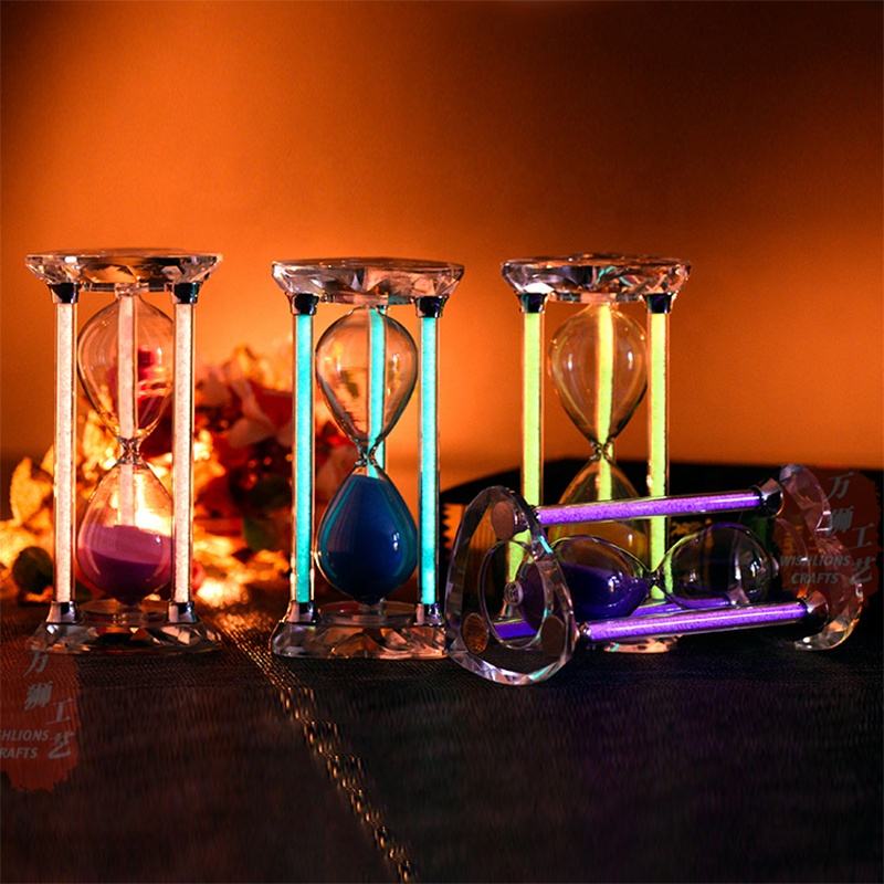 工場直売 光るクリスタル砂時計 ギフトボックス付き カスタムカラー