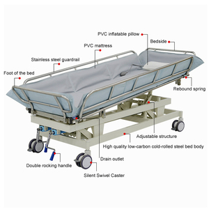 <span class=keywords><strong>Chariot</strong></span> de <span class=keywords><strong>douche</strong></span> hydraulique manuel pour personnes handicapées, <span class=keywords><strong>lit</strong></span> de bain médical en acier inoxydable pour hôpital avec système de drainage - Product Image 2