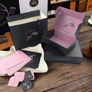 กล่องเมลเลอร์กระดาษลูกฟูกคุณภาพสูงหรูหรารีไซเคิลงานฝีมือสีดำสำหรับร้านกาแฟหรือของขวัญ - Product Image 4