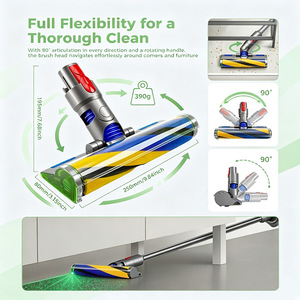 Tête de nettoyage optique LED de remplacement pour aspirateurs <span class=keywords><strong>Dyson</strong></span> <span class=keywords><strong>V15</strong></span> V11 V10 V8 V7, <span class=keywords><strong>brosse</strong></span> à rouleau souple pour sols avec détection de lumière verte - Product Image 6