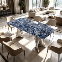 Table à manger rectangulaire en marbre naturel moderne de luxe sur mesure haut de gamme importée pour usage hôtelier