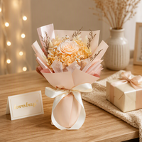 Bouquet de fleurs préservées Lovebay en gros avec sac cadeau à fenêtre transparente pour la décoration de la maison, de mariages, de fêtes et d'anniversaires