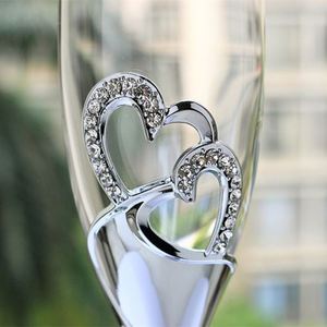 Lot de 2 flûtes à champagne en cristal de luxe avec logo personnalisé, pied long, motif cygne et diamants argentés, pour mariage et fête - Product Image 4