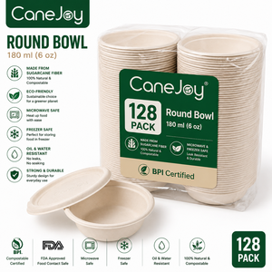 Canejoy CJ-6 Bagasse Modern Bowl Tray Eco-Friendly Biodegradable Compostable Disposable Microwave Safe <b>Freezer</b> Safe Heavy Party - Product Image 1
