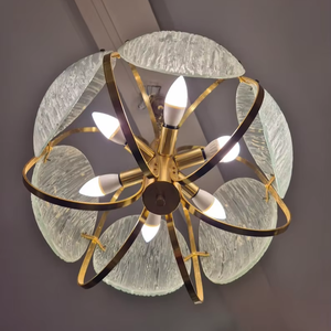 Magnífica araña de cristal con textura de Murano italiano vintage - Product Image 6