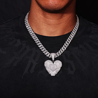 Nouveau pendentif cœur ailé en moissanite VVS D, passe le testeur de diamant, collier hip-hop glacé, bijoux de luxe tendance pour hommes