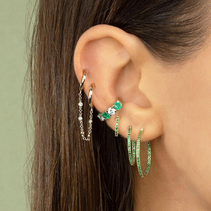 Boucles d'oreilles créoles connectées ROXI en argent 925 avec zircon 18 carats pour femme - Product Image 6