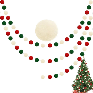 Guirnalda <span class=keywords><strong>de</strong></span> Bolas <span class=keywords><strong>de</strong></span> Pompones Navideñas <span class=keywords><strong>de</strong></span> Fieltro Blanco, Rojo y Verde para Decoración <span class=keywords><strong>de</strong></span> Paredes <span class=keywords><strong>de</strong></span> Habitaciones Infantiles, Decoración Navideña, Directo <span class=keywords><strong>de</strong></span> Fábrica - Product Image 1