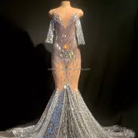 Women's Diamond Sequin Fishtail Bridesmaid Dress