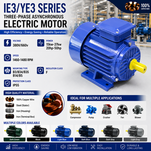 Motor Asíncrono Trifásico de CA de 380V/660V 50Hz, 15KW-37kw, Totalmente Cerrado con Protección de Frecuencia - Product Image 2