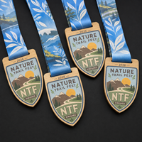 Médailles de marathon en bois, design personnalisé, forme irrégulière, avec logo gravé au laser, impression UV portable