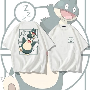 T-shirt à manches courtes en pur coton pour hommes et enfants, motif Pokémon Anime Cobrand Cards Beast, coupe ample, tendance estivale - Product Image 1